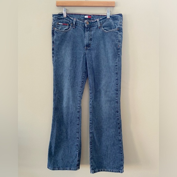 90’s Tommy Hilfiger Euro Flare Retro Mid Rise Vintage Tall Jeans - Picture 1 of 8